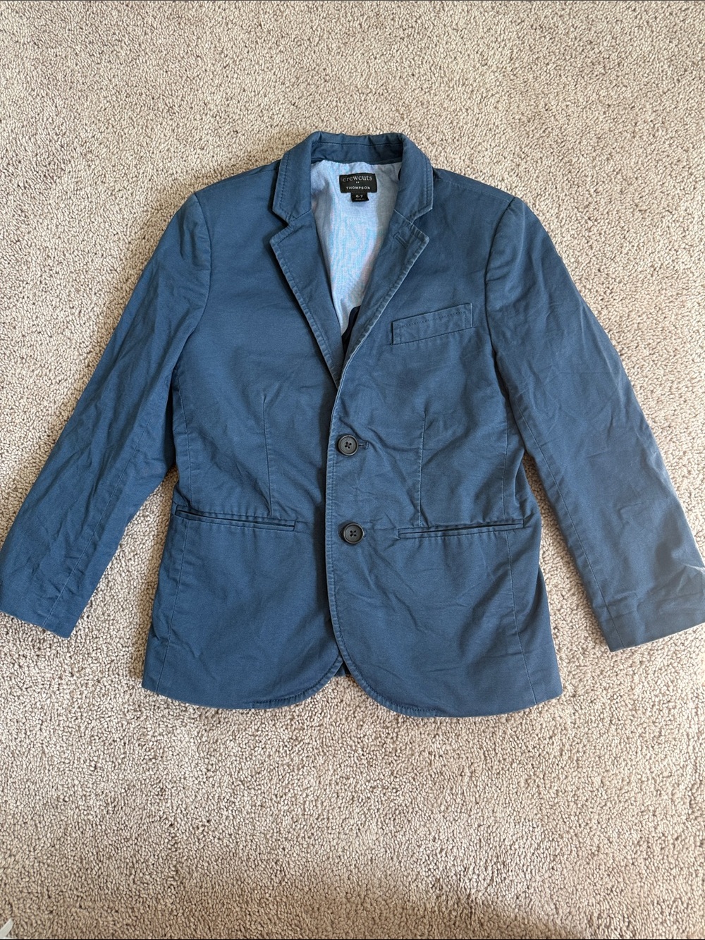 Boys Crewcuts Thompson Blazer in Blue Cotton Two-Button Blazer